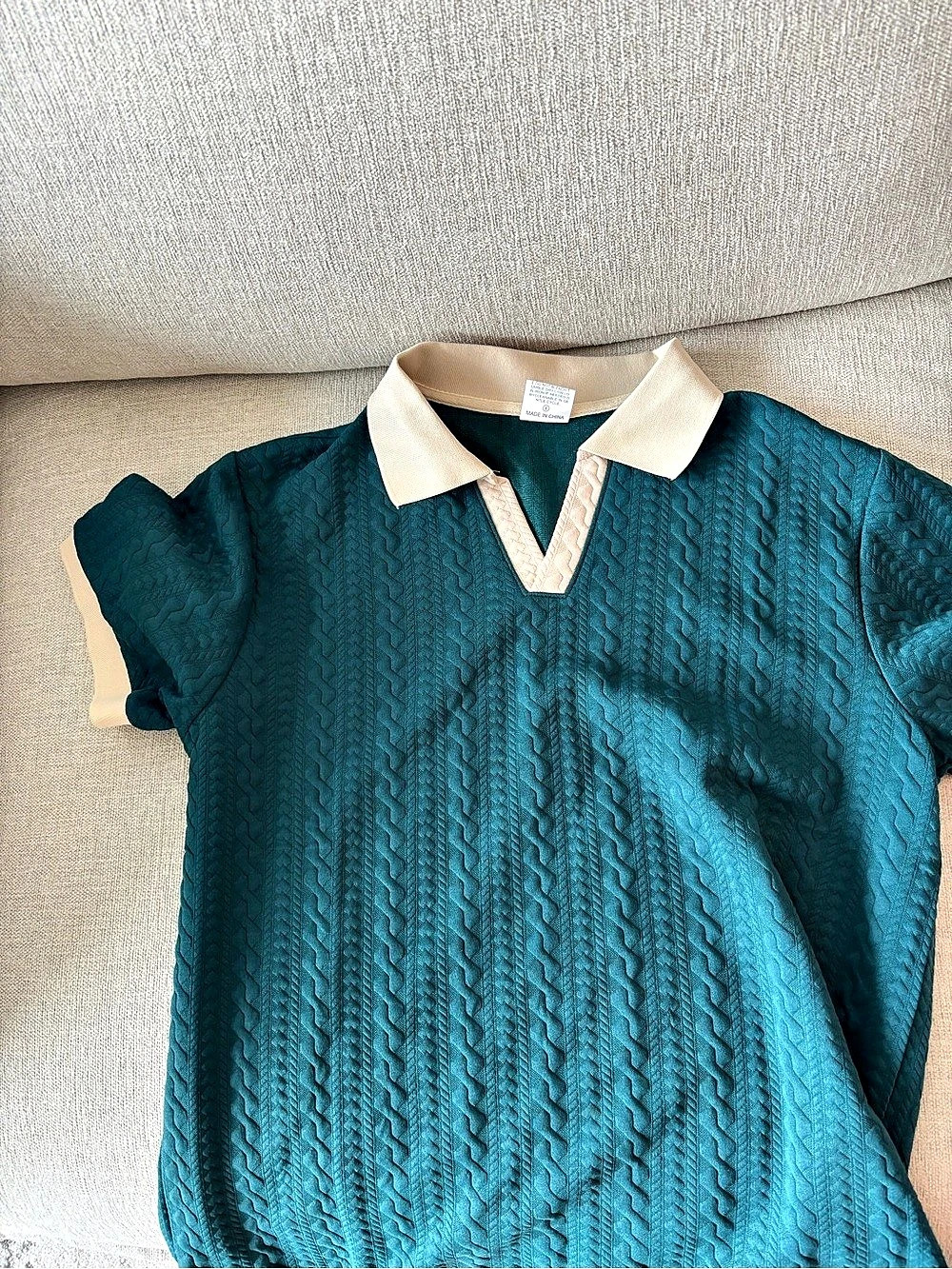Textured Collared Top in Blue Size Large Like New